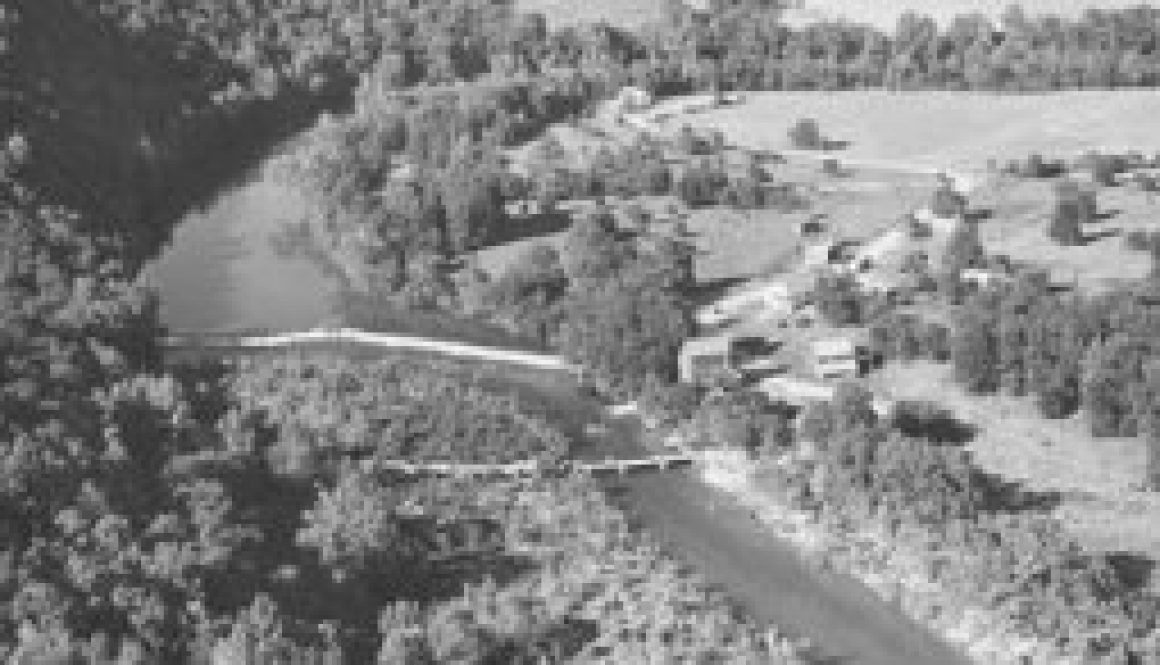 Dawt Mill aerial view and downstream view 1947 featured