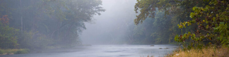 fog on the north fork river at river of life farm